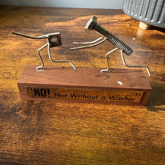 Metal Sculpture on Wooden Base - Picture 1 of 2